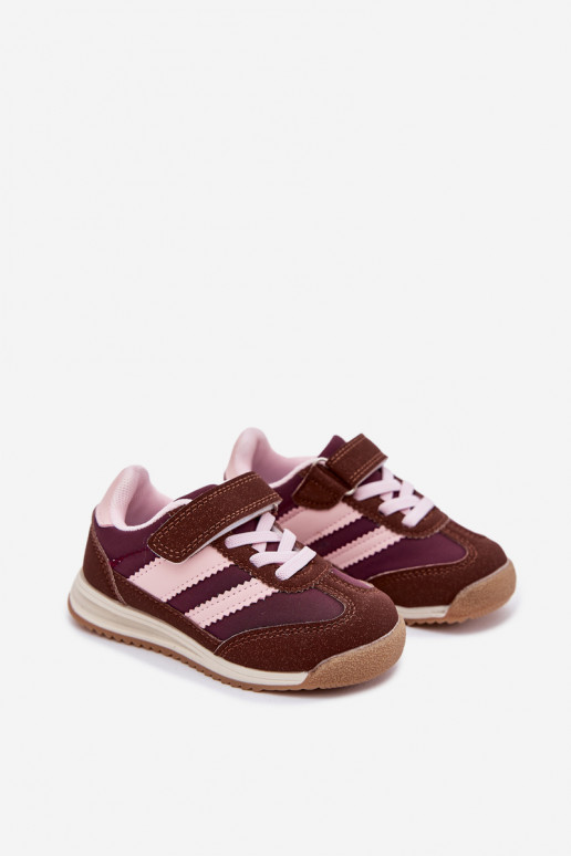 Laste tossude mudeljalatsid spordijalatsid krõpsudega kinnitatav pruunid värvi Viona