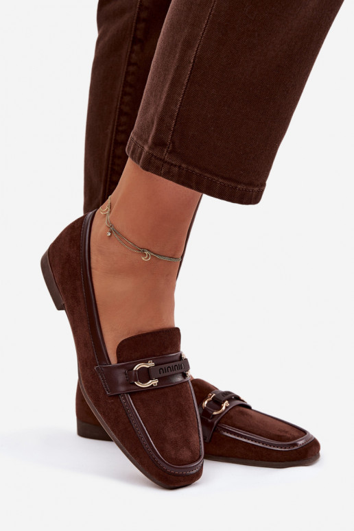Mokasiinid naistele kaunistustega, šokolaadivärvi Evelora