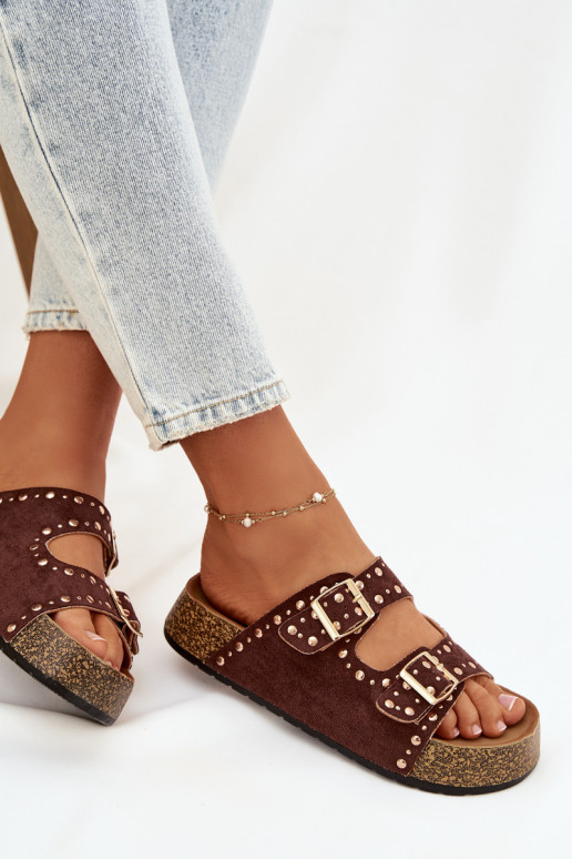 naiste plätud Ze Kuldset värvimi neetide ja pandlagami  pruunid värvi Tervina