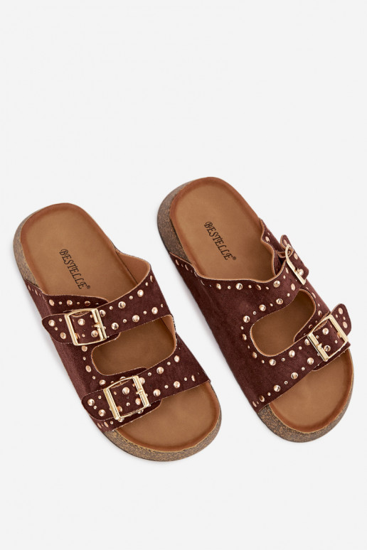 naiste plätud Ze Kuldset värvimi neetide ja pandlagami  pruunid värvi Tervina