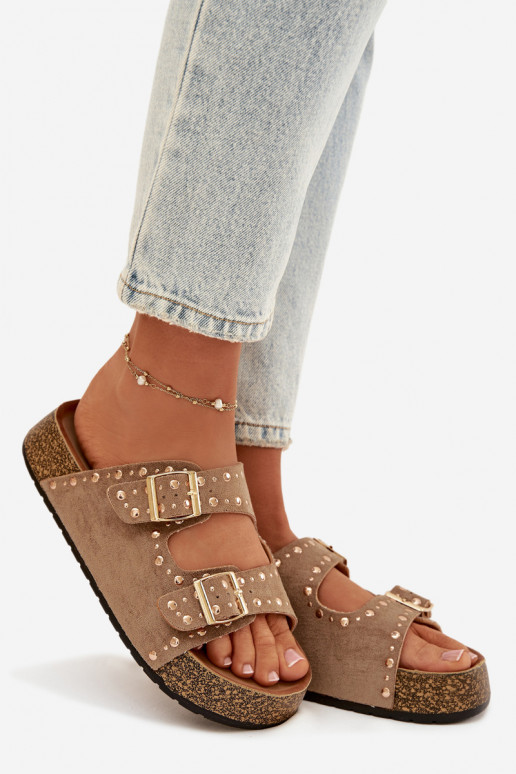 naiste plätud Ze Kuldset värvimi neetide ja pandlagami  Khakivärvi Tervina