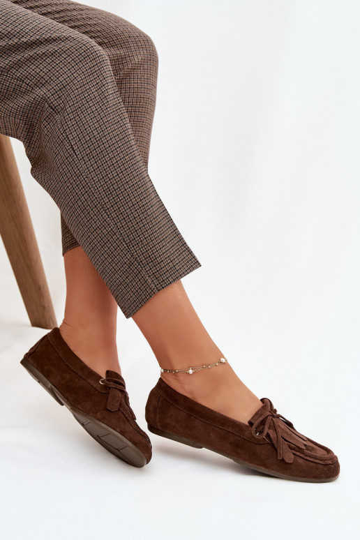 naiste mokassiinid saapad koos stiilsete detailidega  Czekoladowe Glorina