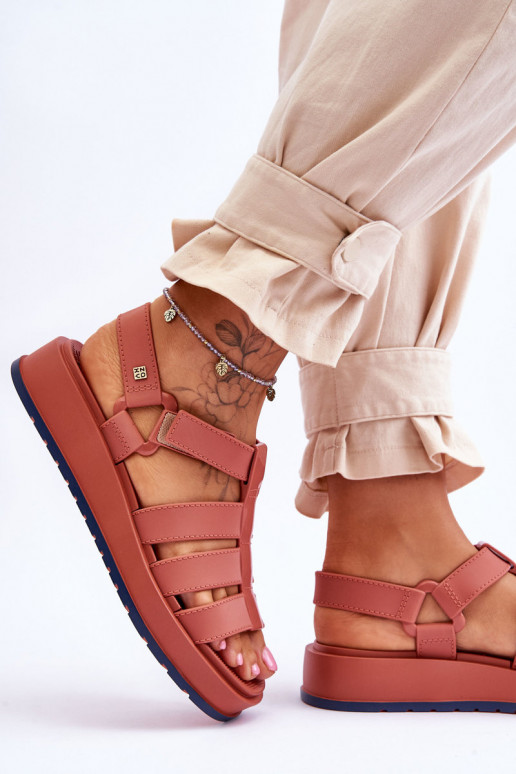  sandaalid krõpsudega kinnitatav  JJ285016 tumeroosad värvi