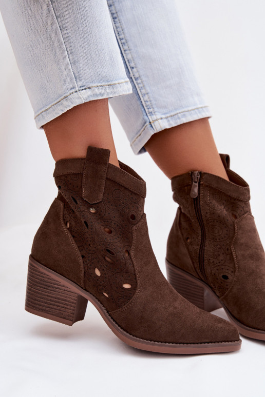 kauboistiilis saapad   Czekoladowe Nolvina