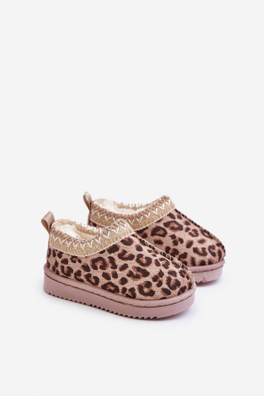nööpidega lumesaapad Naiste poolsaapad Laste jalanõud leopardimustriga platvormiga voodriga karusnahaga pruunid värvi Vilabria