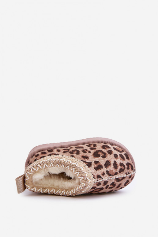 nööpidega lumesaapad Naiste poolsaapad Laste jalanõud leopardimustriga platvormiga voodriga karusnahaga pruunid värvi Vilabria