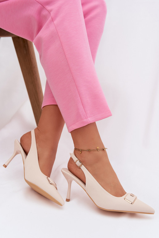 kõrge kontsaga kingad   Detalem Elevandiluu värvi Lurella