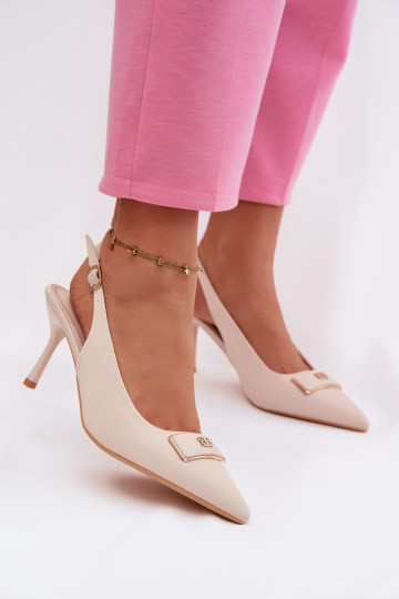 kõrge kontsaga kingad   Detalem Elevandiluu värvi Lurella 2