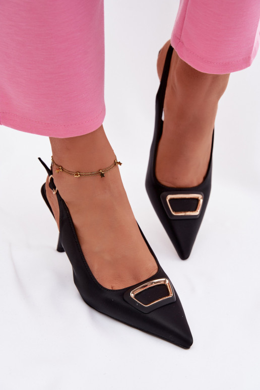 kõrge kontsaga kingad  kaunistustega Must Palerine