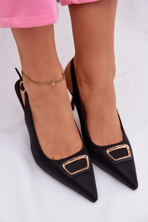 kõrge kontsaga kingad  kaunistustega Must Palerine