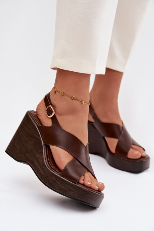 Naistesandaalid eko-nahast Na ie Czekoladowe Janivra