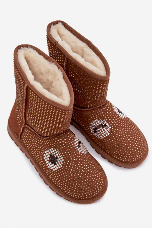 Kaunistustega  nööpidega lumesaapad  pruunid värvi Galivra