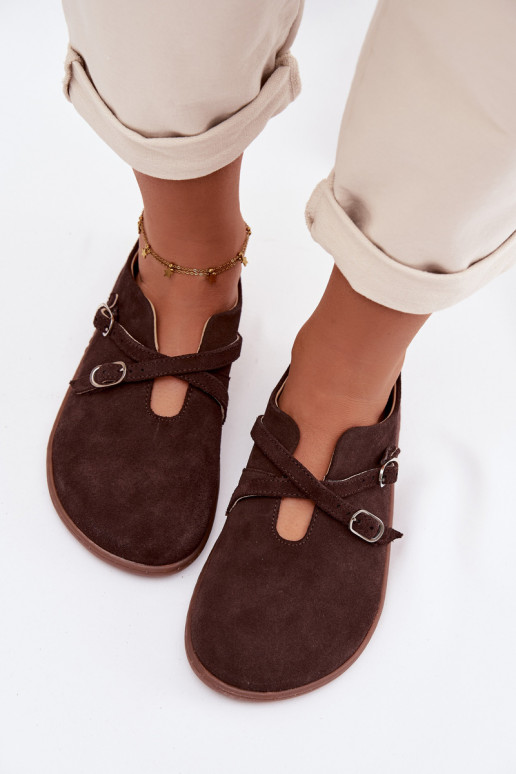   seemisnakhsed jalatsid Barefoot  Triipudega Zazoo N1271 Czekoladowe