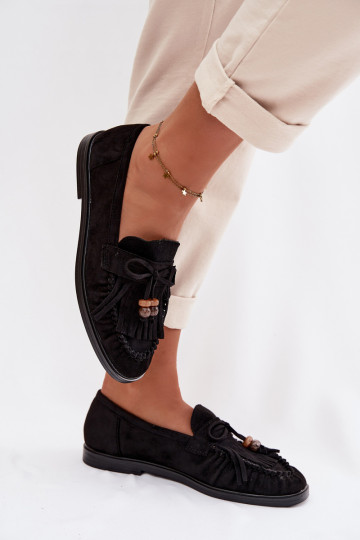 naiste mokassiinid narmastega I ikami Must Teressa