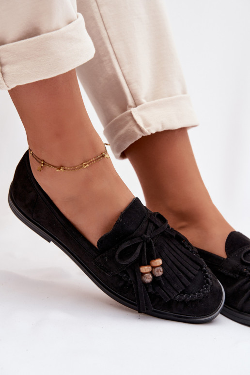 naiste mokassiinid narmastega I ikami Must Teressa
