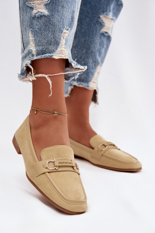 Naistelised mokasiinid kaunistatud elementidega kollases Evelora