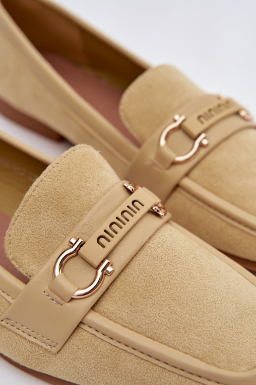 Naistelised mokasiinid kaunistatud elementidega kollases Evelora