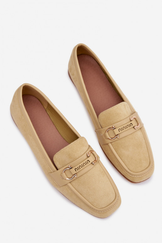 Naistelised mokasiinid kaunistatud elementidega kollases Evelora