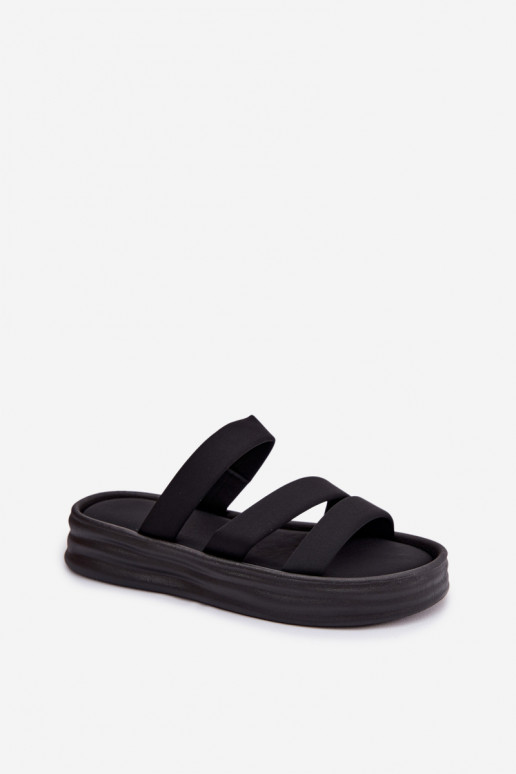 Riidest naiste plätud platvormiga Triipudega Must Liorine