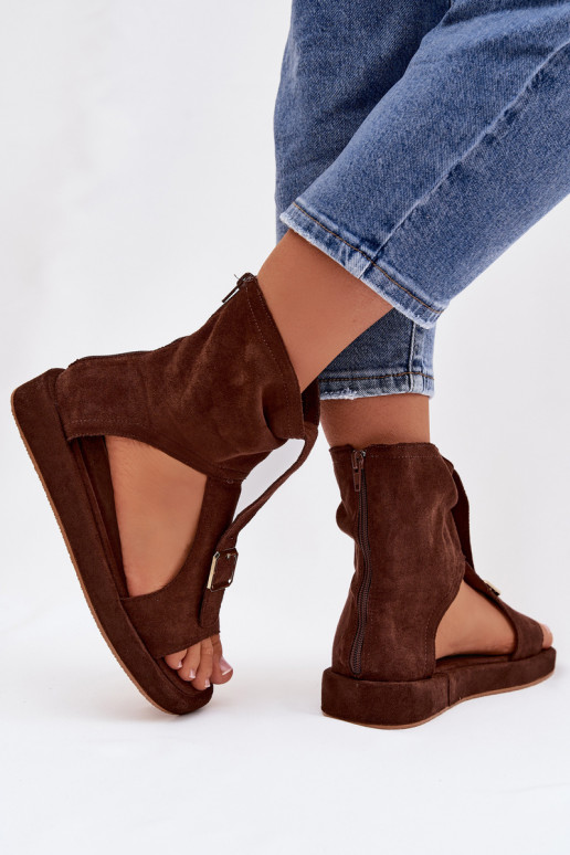 Naistesandaalid madala säärega Czekoladowe Coralya