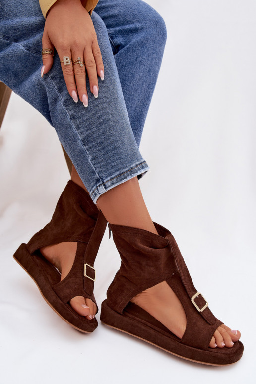 Naistesandaalid madala säärega Czekoladowe Coralya