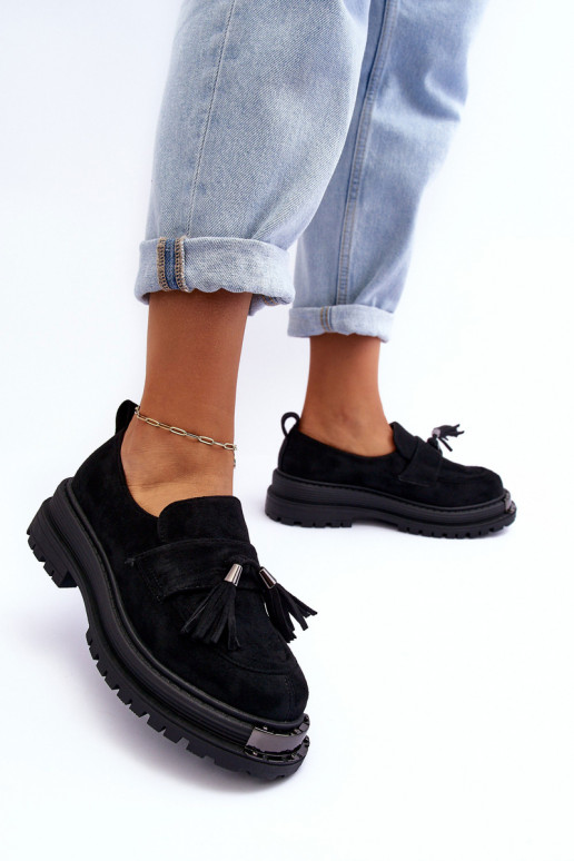 seemisnakhsed jalatsid naiste mokassiinid Must Ramvli