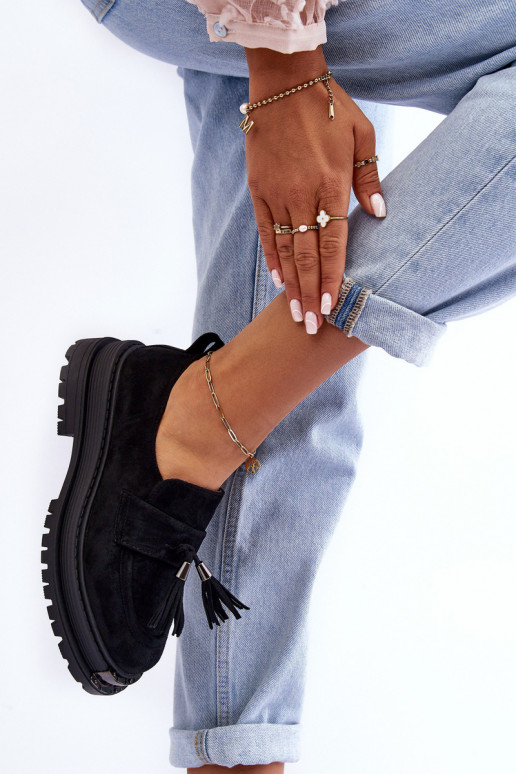 seemisnakhsed jalatsid naiste mokassiinid Must Ramvli