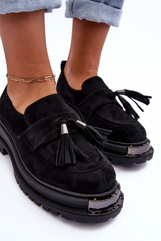 seemisnakhsed jalatsid naiste mokassiinid Must Ramvli