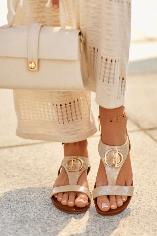 Madalad sandaalid kaunistustega S.Barski KV27-051 Kuldset värvi