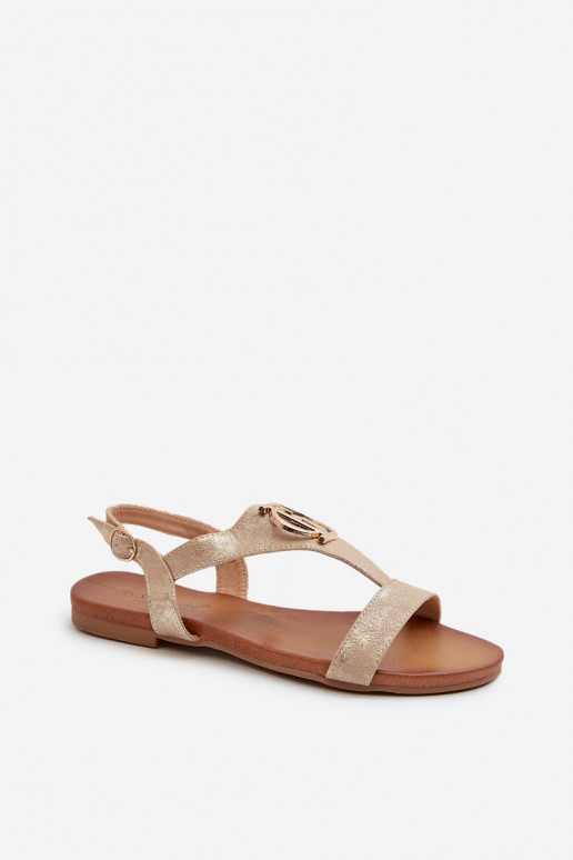 Madalad sandaalid kaunistustega S.Barski KV27-051 Kuldset värvi