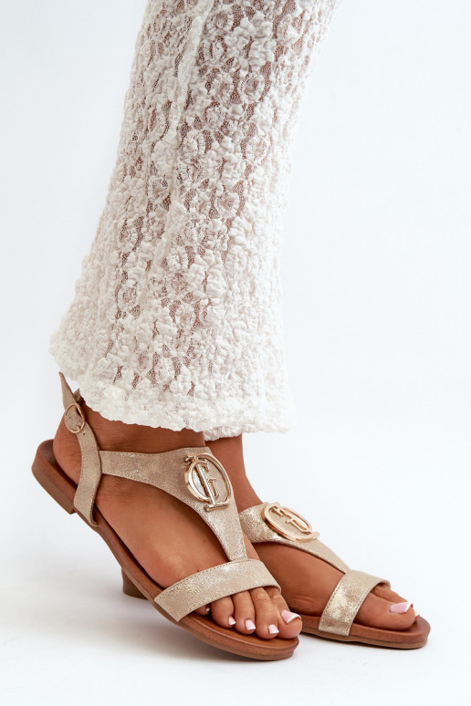 Madalad sandaalid kaunistustega S.Barski KV27-051 Kuldset värvi