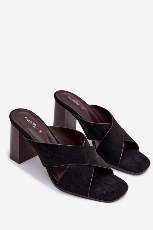 naiste plätud kõrge jämeda kontsaga Must Denessa