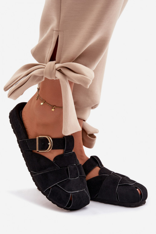 naiste plätud Mule Triipudega I Złotą neetide ja pandlaga Must Ganelle