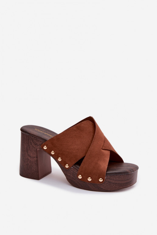 naiste plätud kõrge jämeda kontsaga Ze Kuldset värvimi  pruunid värvi Nerelle