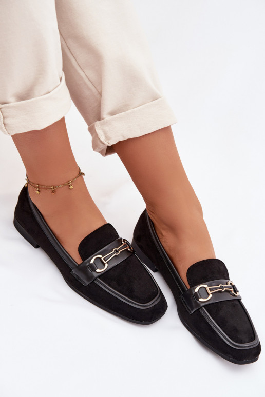 Mokassiinid naiste mokassiinid kaunistustega Must Palerina