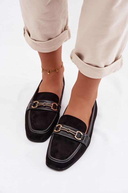 Mokassiinid naiste mokassiinid kaunistustega Must Palerina
