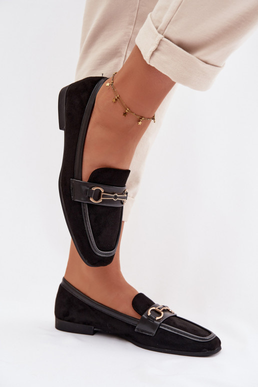 Mokassiinid naiste mokassiinid kaunistustega Must Palerina