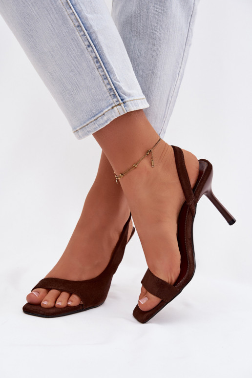 Naistesandaalid kõrge jämeda kontsaga Z u Czekoladowe Calvoria