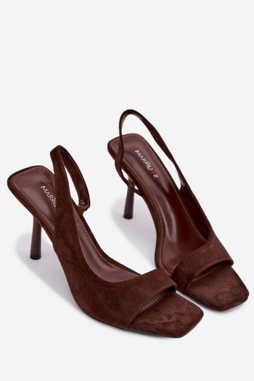 Naistesandaalid kõrge jämeda kontsaga Z u Czekoladowe Calvoria