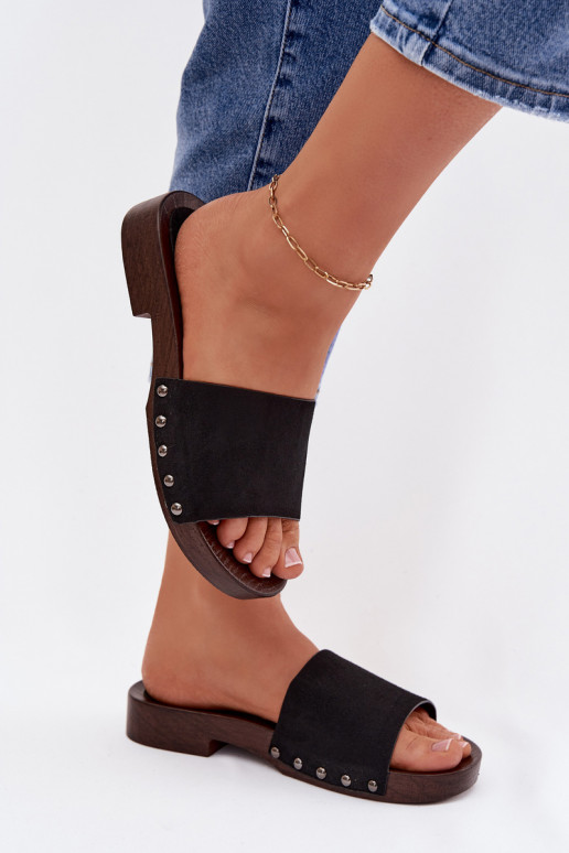 naiste plätud neetidega laiade nööridega Must Amelvessa