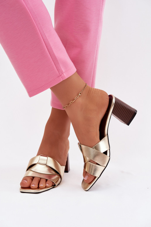 naiste plätud kõrge jämeda kontsaga Triipudega Eko   Kuldset värvi Corivelle