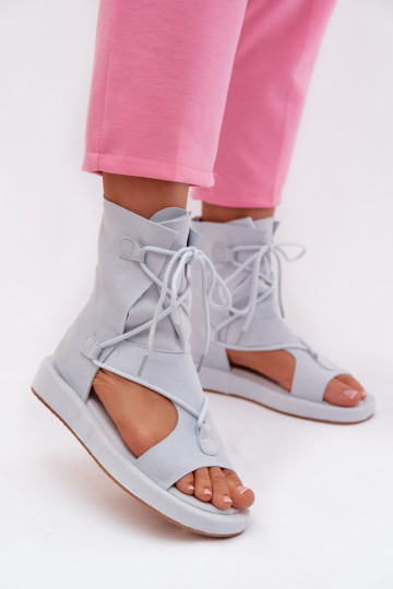 Naistesandaalid owe madala säärega I Wiązaniem helesinist värvi Ferlisse 2