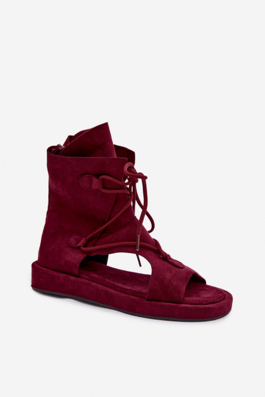 Naistesandaalid owe madala säärega I Wiązaniem bordoo-värvi Ferlisse