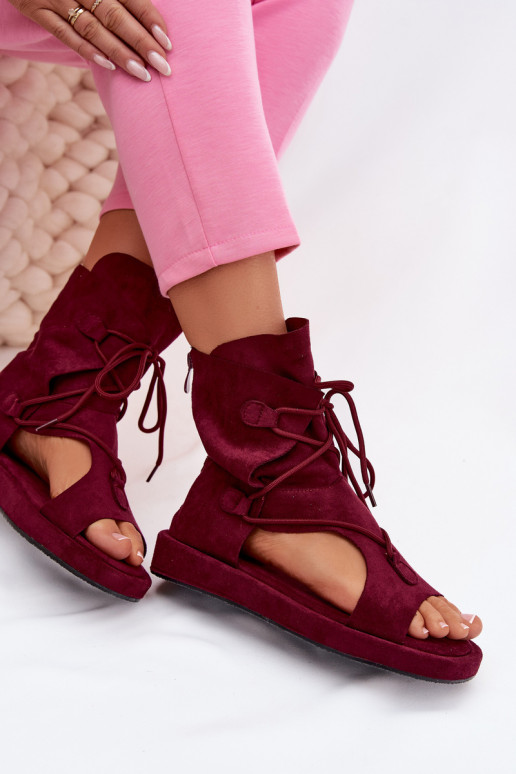 Naistesandaalid owe madala säärega I Wiązaniem bordoo-värvi Ferlisse
