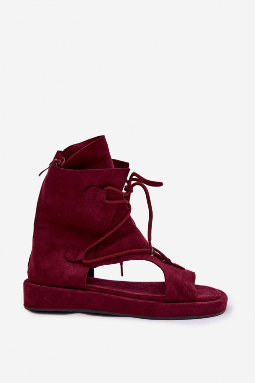 Naistesandaalid owe madala säärega I Wiązaniem bordoo-värvi Ferlisse