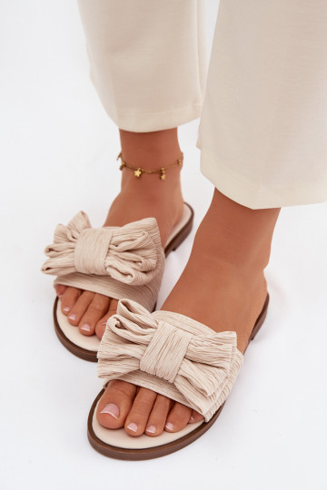 Naiste sussid laia kontsaga ja lipsudega liiva värvi Amivelle