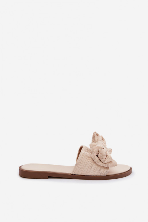 Naiste sussid laia kontsaga ja lipsudega liiva värvi Amivelle