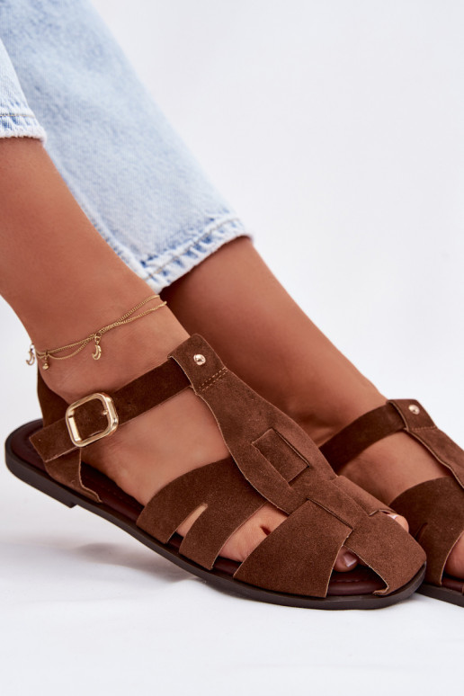 Naistesandaalid Rzymianki sileda tallaga pruunid värvi Belanessa