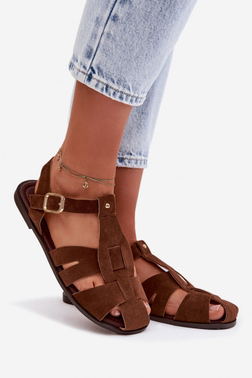 Naistesandaalid Rzymianki sileda tallaga pruunid värvi Belanessa