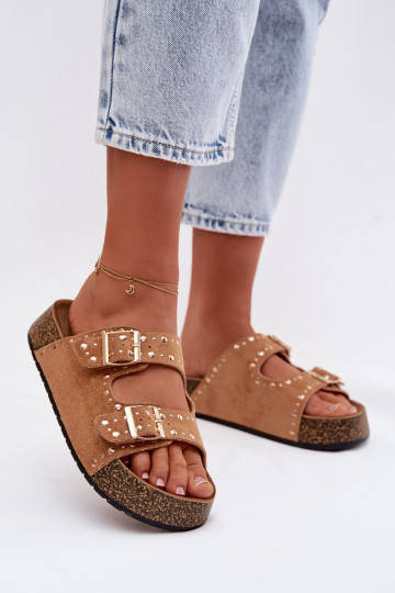 naiste plätud Ze Kuldset värvimi neetide ja pandlagami  pruunid värvi Tervina